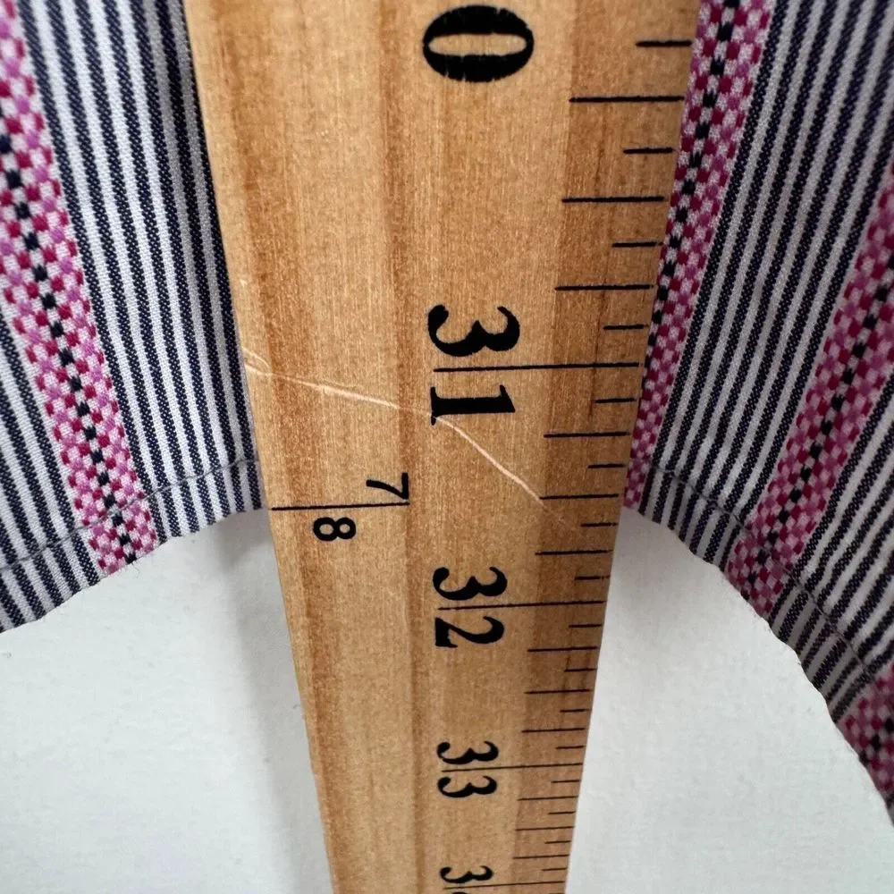 Robert Graham Flip Cuff Button Shirt Men Medium Gray Pink Striped Cotton Floral - Picture 9 of 11